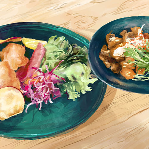 和食プレートのイラスト