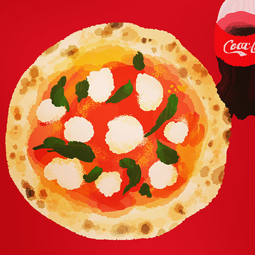 ピザとコーラのイラスト