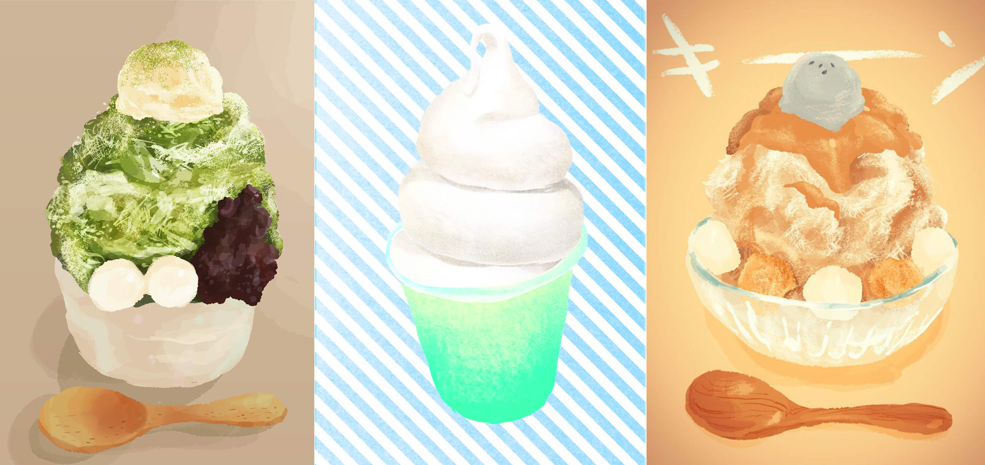 パフェとかき氷のイラスト